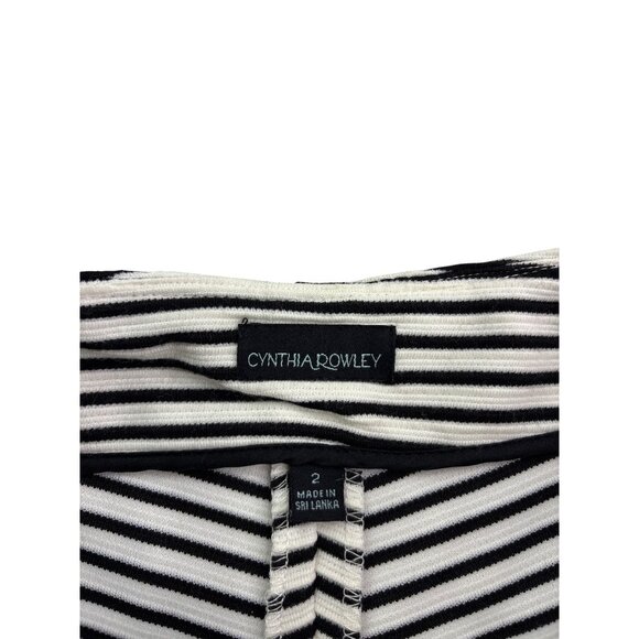 Cynthia Rowley Womens Striped Shorts Size 2 Black White - Picture 3 of 4